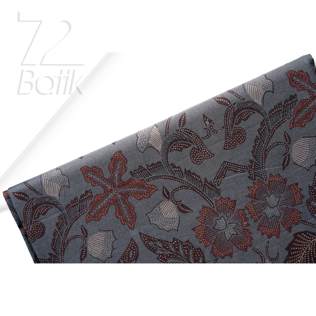 KAIN BATIK PREMIUM Bahan Katun Motif Kembang Singkong Warna Abu Grey Gray 722052 Cap 72 Jarik Jarit Samping Kebat Panjang Batik Katun Modern Premium Bahan Seragam Batik Pernikahan Kantor Keluarga Murah Kamen Jadi Batik Bali Lembaran
