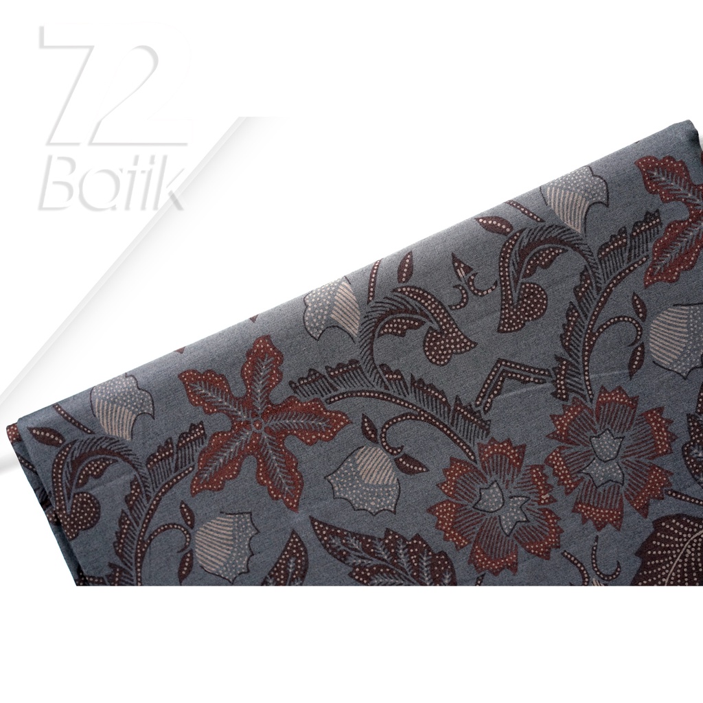 KAIN BATIK PREMIUM Bahan Katun Motif Kembang Singkong Warna Abu Grey Gray 722039 Cap 72 Jarik Jarit Samping Kebat Panjang Batik Katun Modern Premium Bahan Seragam Batik Pernikahan Kantor Keluarga Murah Kamen Jadi Batik Bali Lembaran