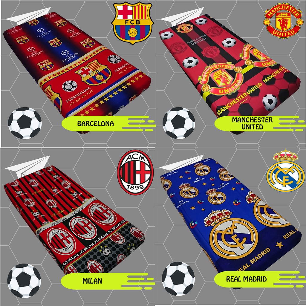 Sprei Karet UK 100X200X20 Motif Bola Sprei MU I Sprey Chelsea I Sprai Madrid I Sprey Bercelona I Spre Juventus