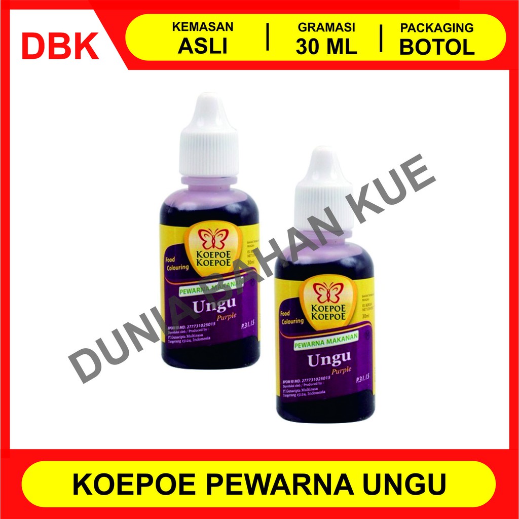 

PEWARNA MAKANAN MINUMAN KOEPOE KOEPOE KUPU KUPU 30 ML - UNGU