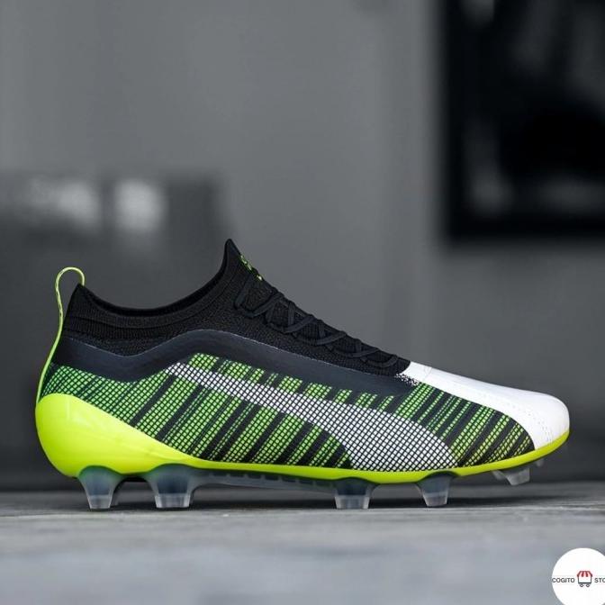 Sepatu Bola Puma One 5.1 FG/AG Volt Black FootBall Premium Original