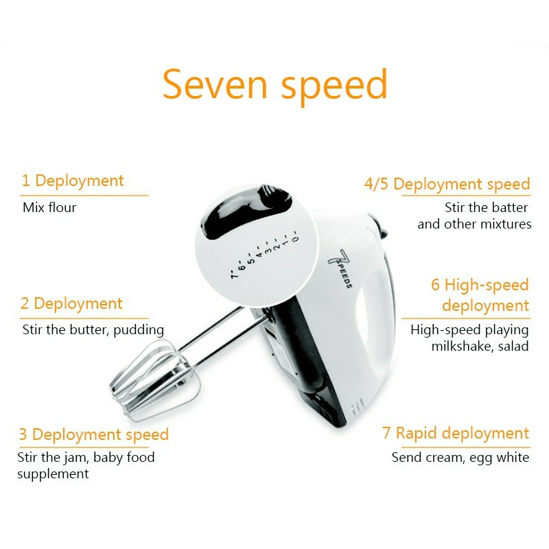 Hand Mixer 7 Kecepatan + 4 pcs Pengocok / Stirrer