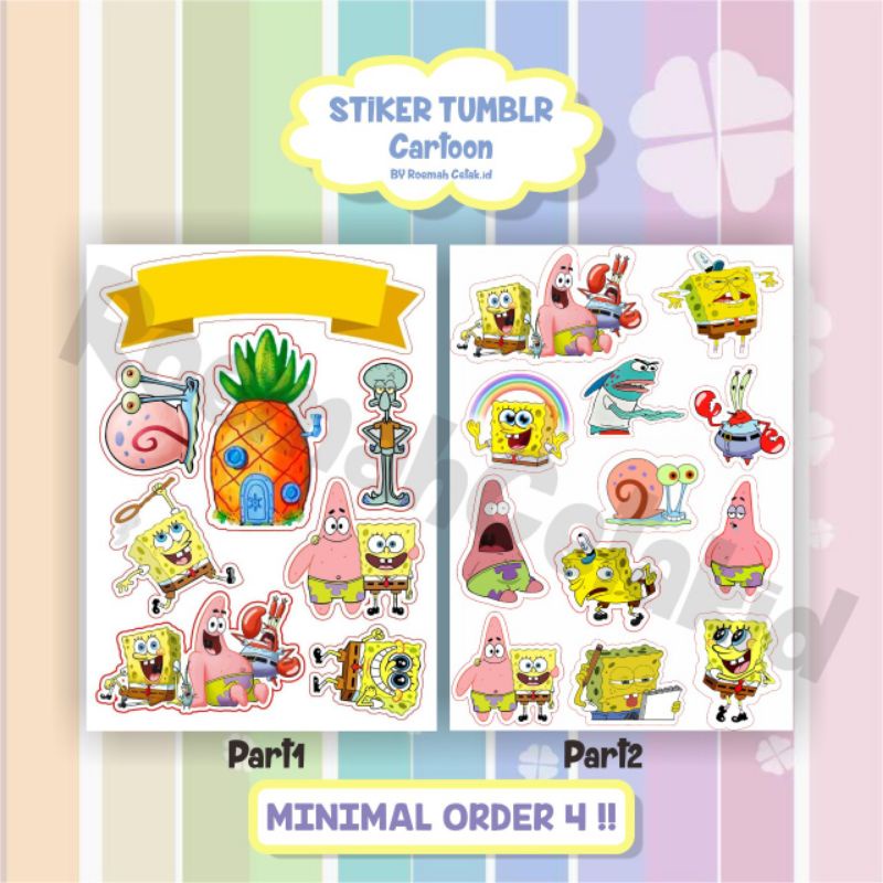 

sticker aesthetic tumblr cartoon spongebob bisa dipakai di HP,Laptop,ataupun Binder bisa COD