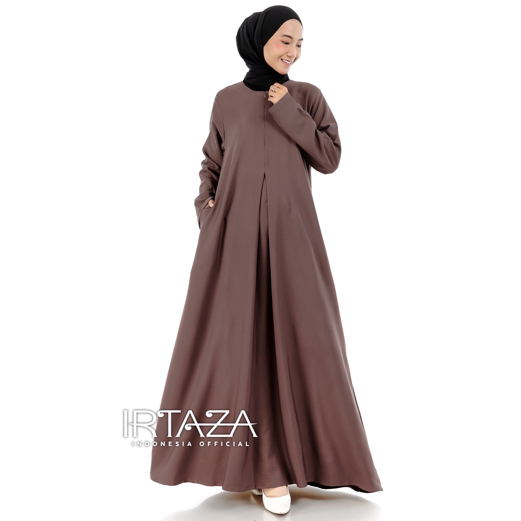 Gamis Abaya Polos Rainbow Twill Shakila Dress Busana Muslimah-Abaya Nutella