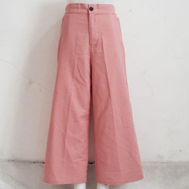 CELANA KULOT LINEN WANITA HIGHWAIST