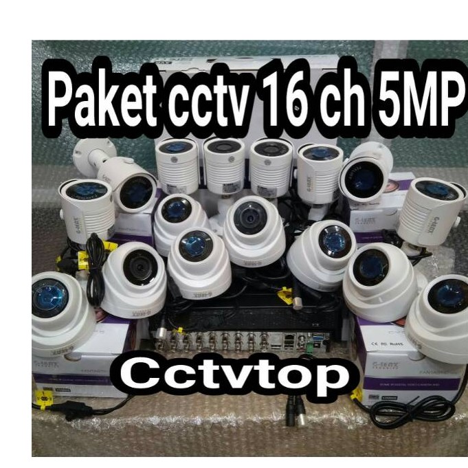 Paket cctv 16 chanel 8 kamera 5mp / 4k 2560 lengkap tinggal pasang