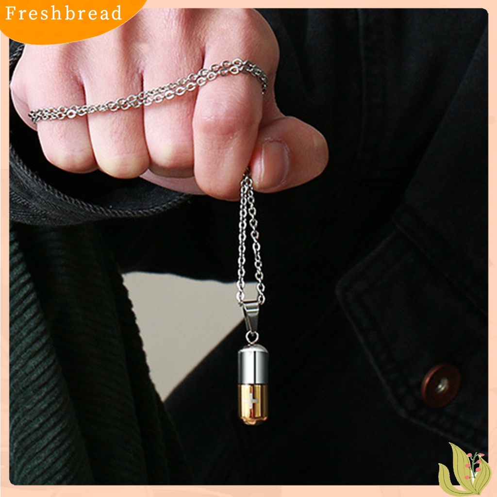 Terlaris Pill Case Pendant Unisex Necklace Cross Engraved Titanium Steel Perfume Holder Pendant Chain Necklace Charm Gift