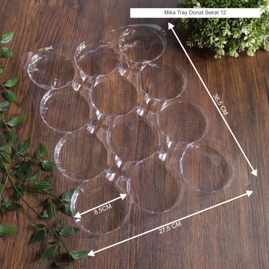 Mika Tray Donat Sekat 12 Box Mika Alas Donat Warna Bening Transparan Isi 12 Premium Quality (25 pcs)