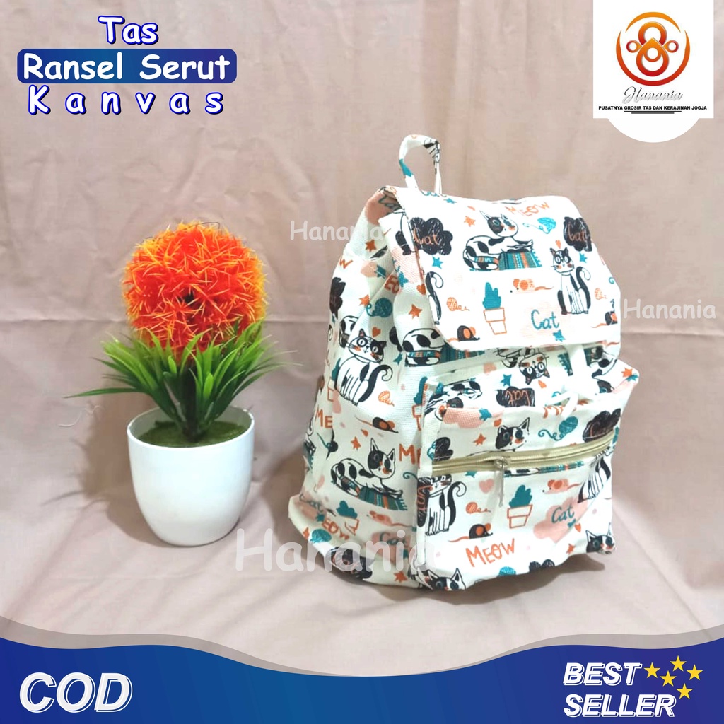 RANSEL SERUT FASHION // hananiagrosirtasjogja - tas kanvas - tas ransel wanita - tas wanita - tas lucu - cewe