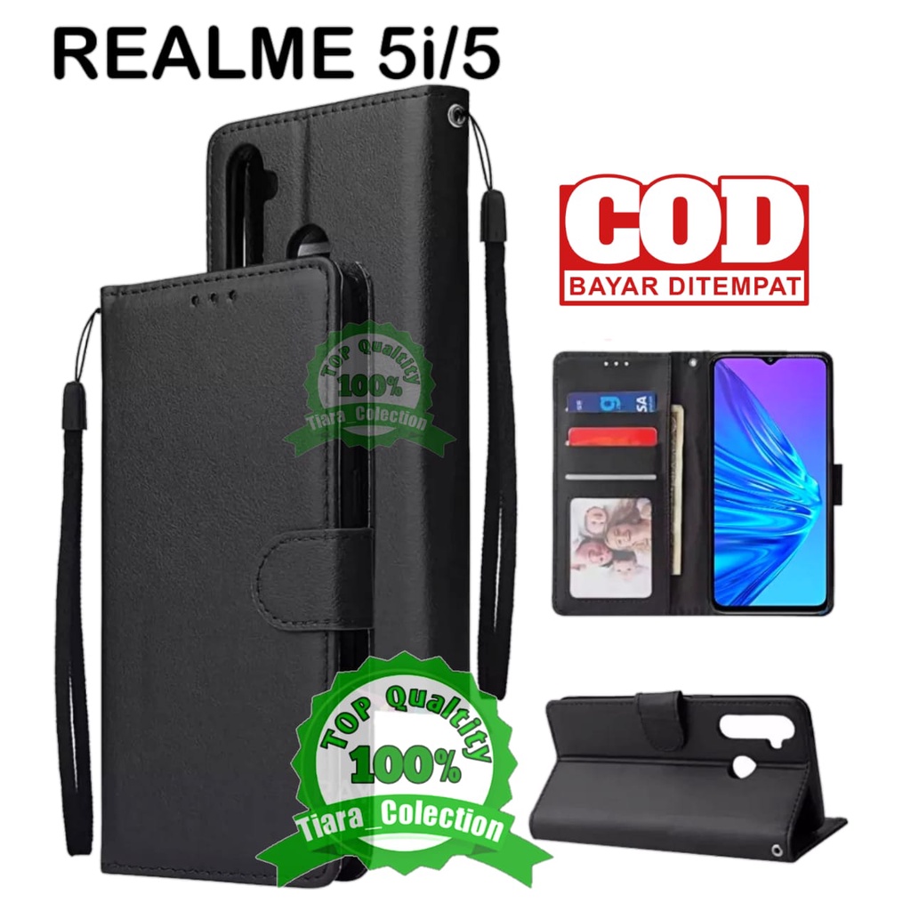 CASE FLIP FOR REALME 5/5I CASING HP / COVER HP UNTUK REALME 5/5i LETAHER FLIP CASE DOMPET
