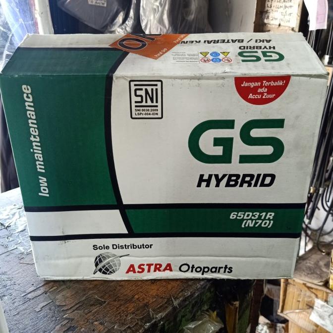 Aki Accu Basah Mobil Gs Hybrid Astra N70 65D31R 12V-70Ah Original