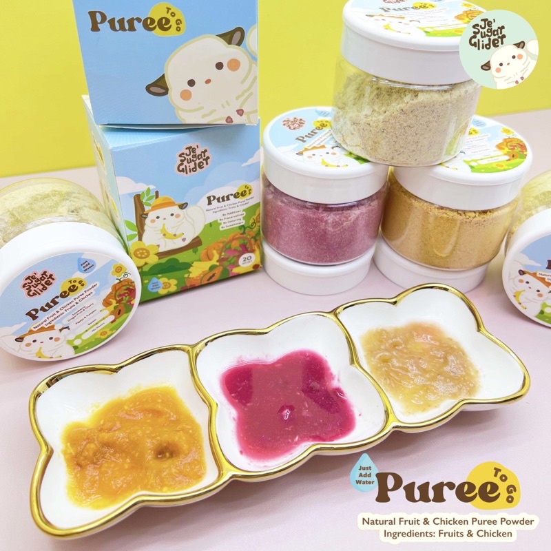 PUREE TO GO (JAR 60gr), Instant Puree Powder for Sugar Glider , Dog, Cat &amp; Small Pets