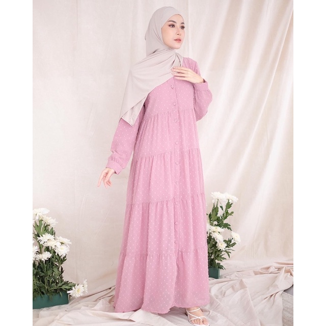 RUBY DRESS PINK SERIES | Gamis Pesta Brand Lokal Kekinian Mewah Bahan Ceruty Busui Firendly