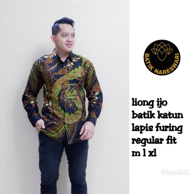 Kemeja Batik Panjang Full furing Motif Liong Ijo
