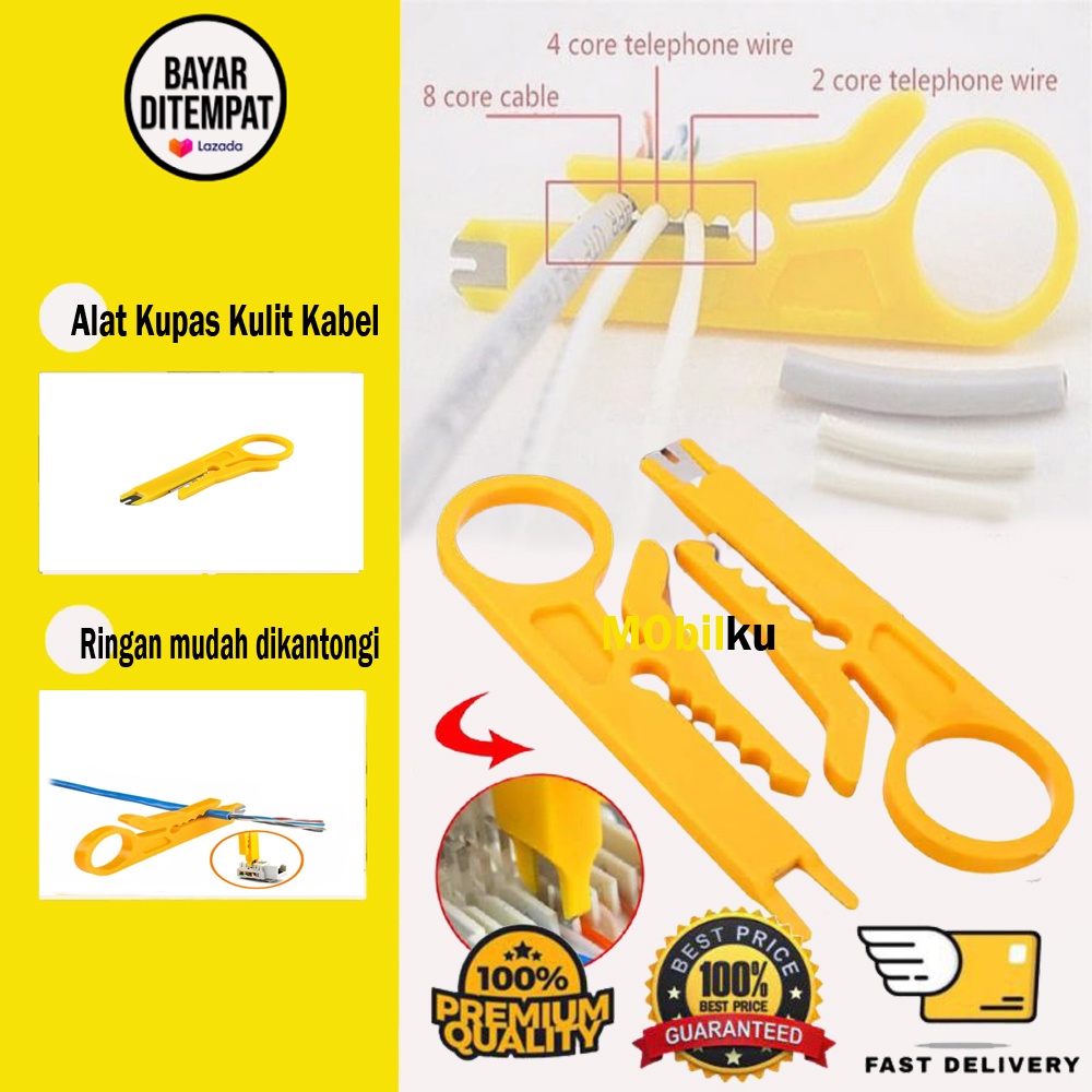 [BISA COD] Alat Kupas Kulit Kabel Putar Rotary Wire Stripping kuning