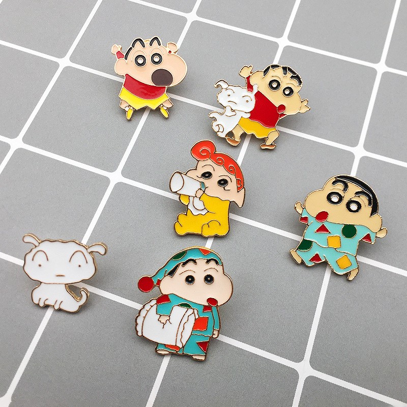 Bros Bentuk Kartun Crayon Shin-Chan Bahan Alloy Untuk Tas Dan Pakaian