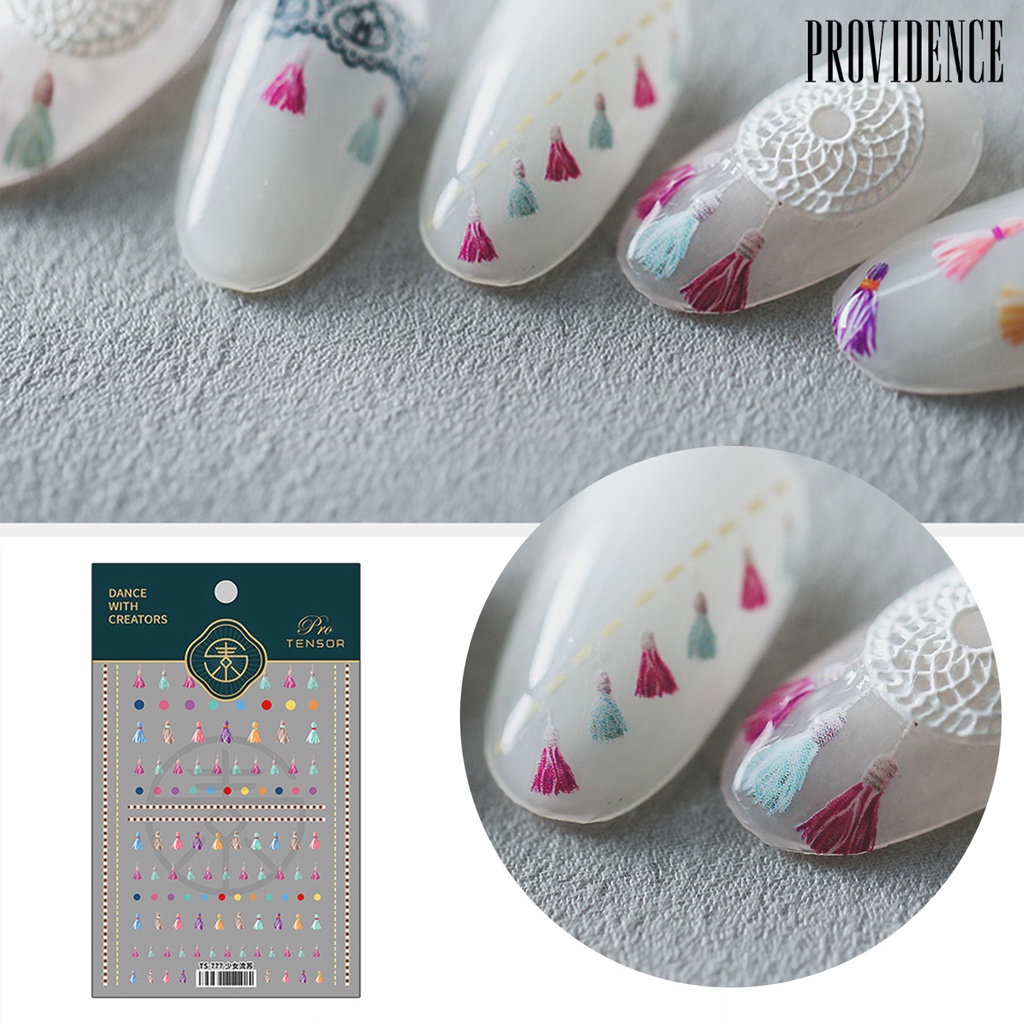 Providence Nail Stickers Tassel Pattern Self-Adhesive Vivid Images Cute Tassels Colored Dots Nail Art Decal for Manicure