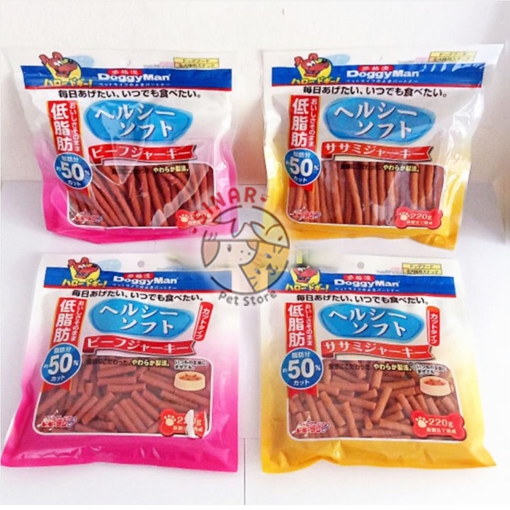 DoggyMan Low Fat Jerky 220GR Snack Stick Beef Chicken Jajan Anjing