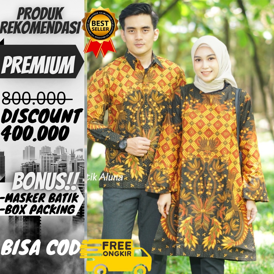Tunik Batik Couple Premium Aluna Wanita Modern Batik Atasan Wanita Seragam Kerja Kantor kondangan