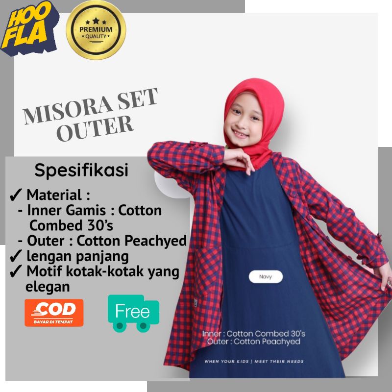 gamis anak Baju muslim anak perempuan MISORA Set Outer dress anak muslim baju anak perempuan muslim 