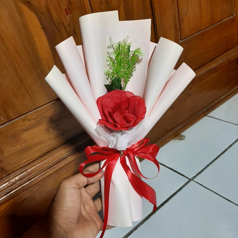 BUKET BUNGA PREMIUM SINGLE ROSE | BUKET BUNGA WISUDA | BUKET BUNGA MURAH