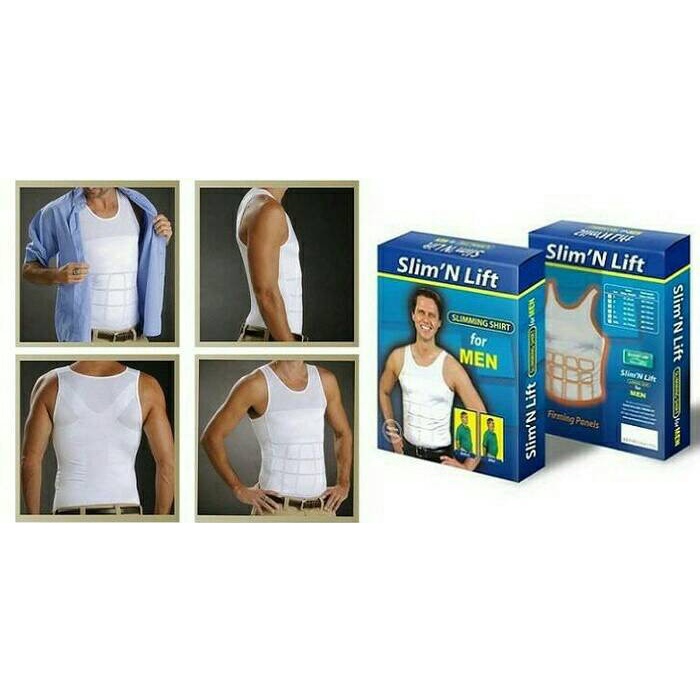 SLIM N LIFT MEN baju kaos pakaian kaus dalam dalem daleman dalaman baju shirt fit tank top tangtop singlet korset corset korslet pelangsing pengecil pria perut body buncit atasan olahraga gym jumbo big size pria man laki laki cowok dewasa jumbo shaper