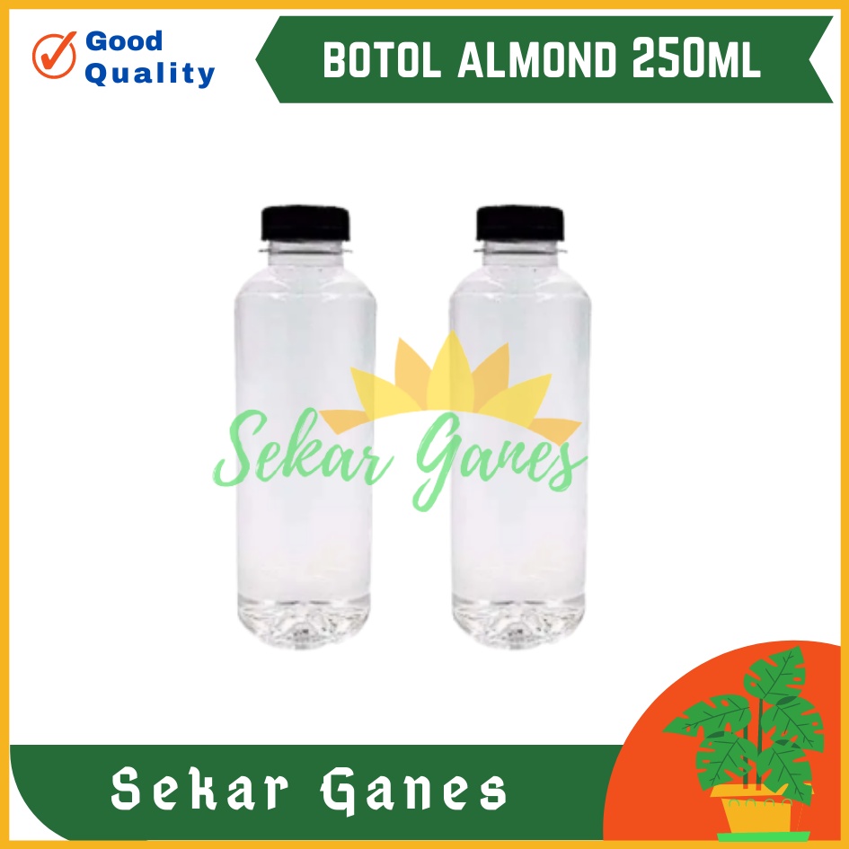 BOTOL PLASTIK ALMOND 250ml BOTOL MINUM TUTUP SHORTNECK botol minuman dan botol Jus MURAH