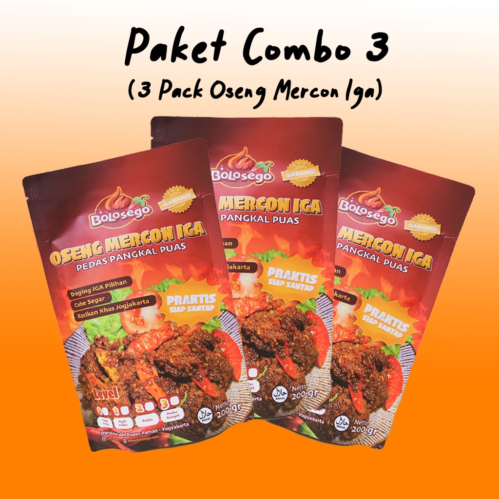 

TERMURAH! BOLOSEGO Paket Combo 3 (3 Pack Oseng Mercon Iga)