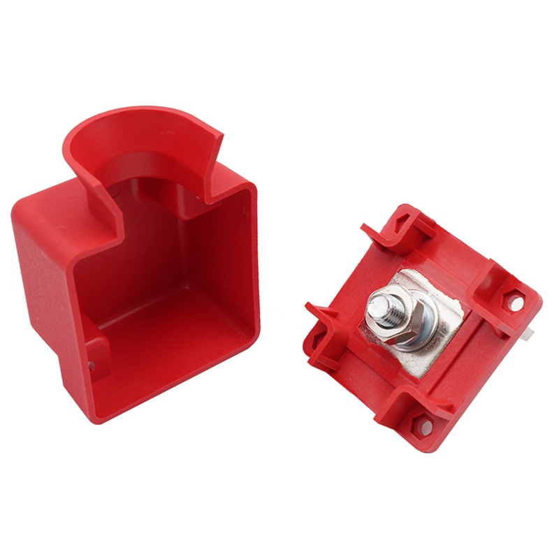 200A Dedicated Terminal Block, Suitable for All-Copper Solar Connector 4000W Brass Inverter Battery Terminal(Red)