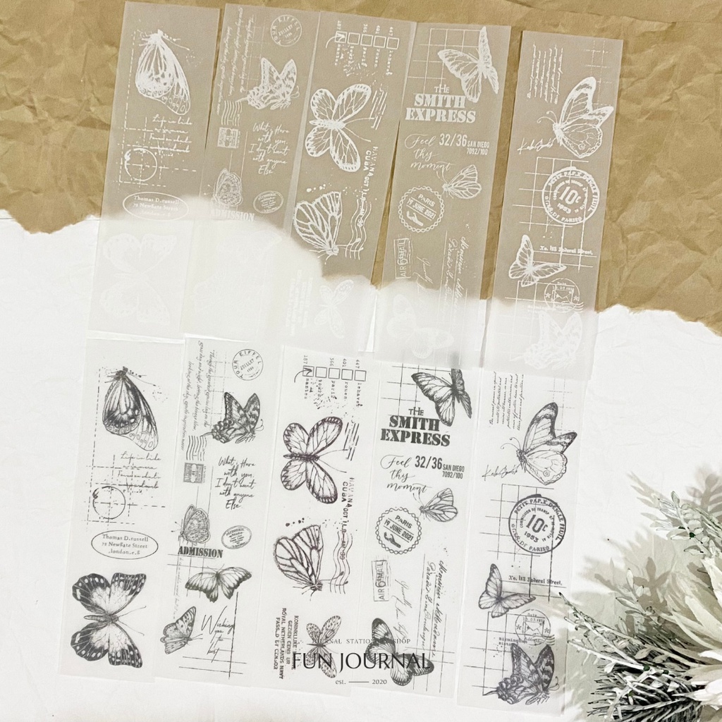 

FLOWER AND TICKET STORY TRANSPARANT COLOR AND WHITE PAPER PACK JURNAL JOURNAL SCRAPBOOK BUJO DIY