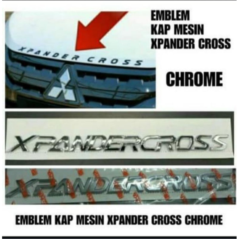 EMBLEM KAP MESIN LOGO TULISAN  XPANDER CROSS