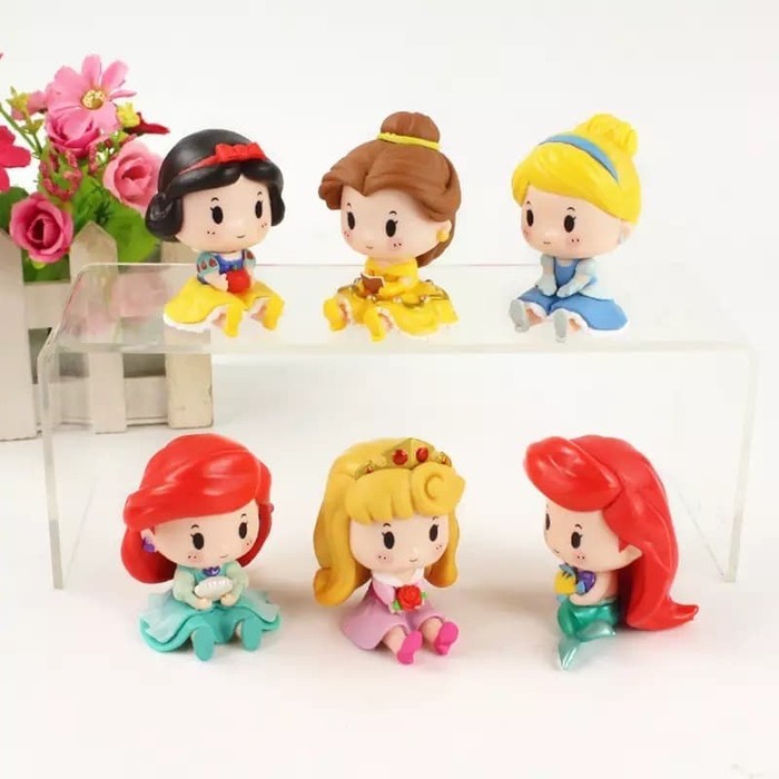 6 pcs/set Figure Princess Qposket Chibi Ver. Topper Kue