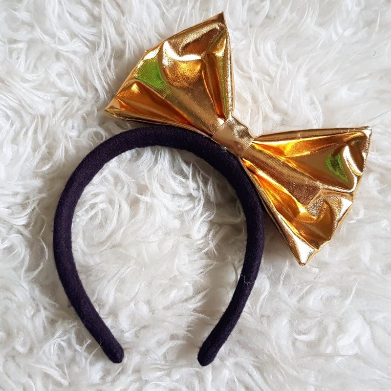 Bando Pita Gold Emas Glitter Headband Gold Bow Satin