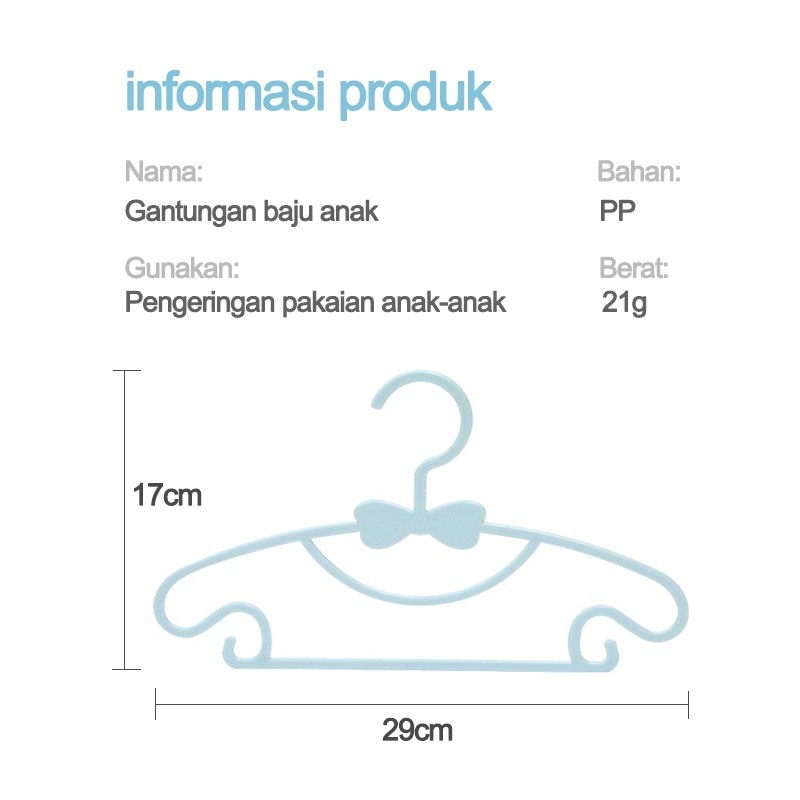 Gantungan Baju Anak Tebal 29.5cm PP Kid Clothes Hanger Multifungsi Warna Warni/Busur gantungan L290