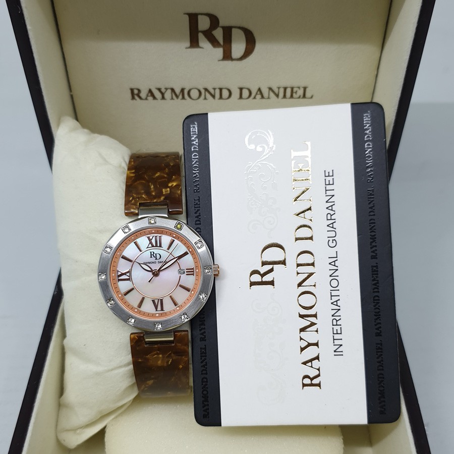 Raymond Daniel RD206 Silver Rosegold Akr.Coklat, Jam Tangan Wanita, Original