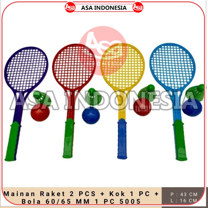 MAINAN RAKET 2PCS+KOK 1PC+BOLA 60/65MM 1PC 5005 - ASA INDONESIA