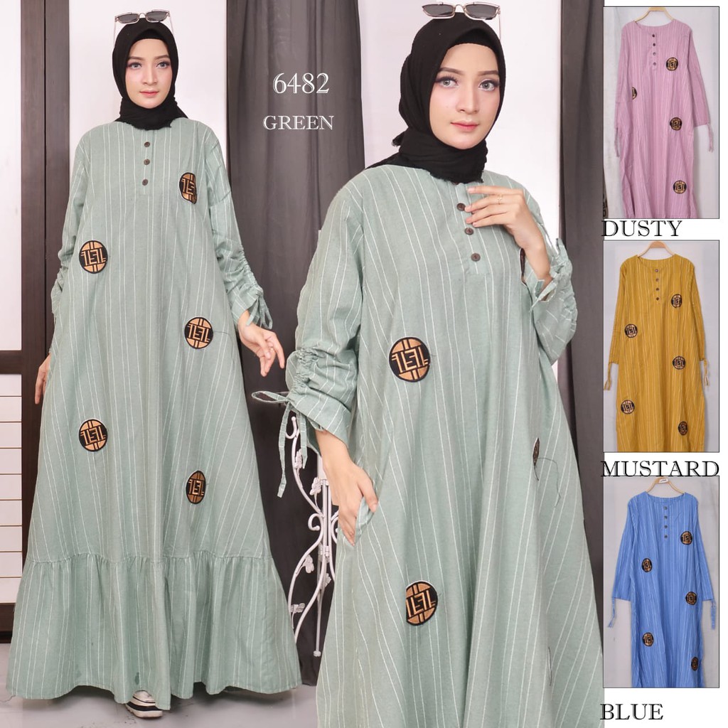 GAMIS JUMBO. GAMIS MURAH. GLD = F 6482. GAMIS JUMBO BORDIR.LD 120 CM. KATUN LINEN IMPORT. REAL PICT