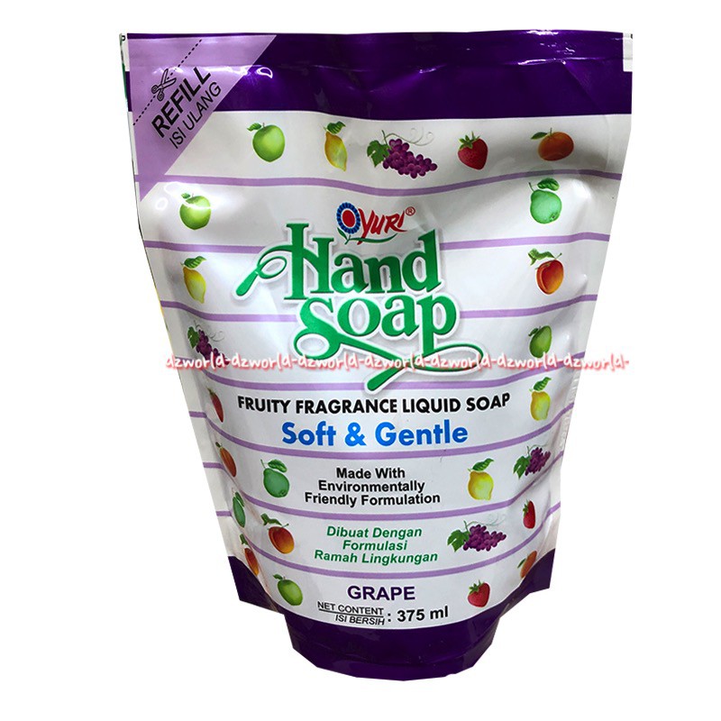 Yuri Hand Soap Liquid Soap 375ml Apel Grape Strawberry Sabun Tangan Cair Refill Yurri