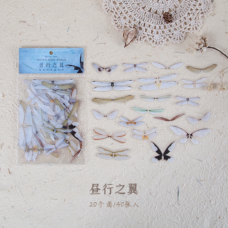 40pcs Stiker Bentuk Sayap Taxidermist Butterfly Hand DIY 8 Gaya Untuk Album