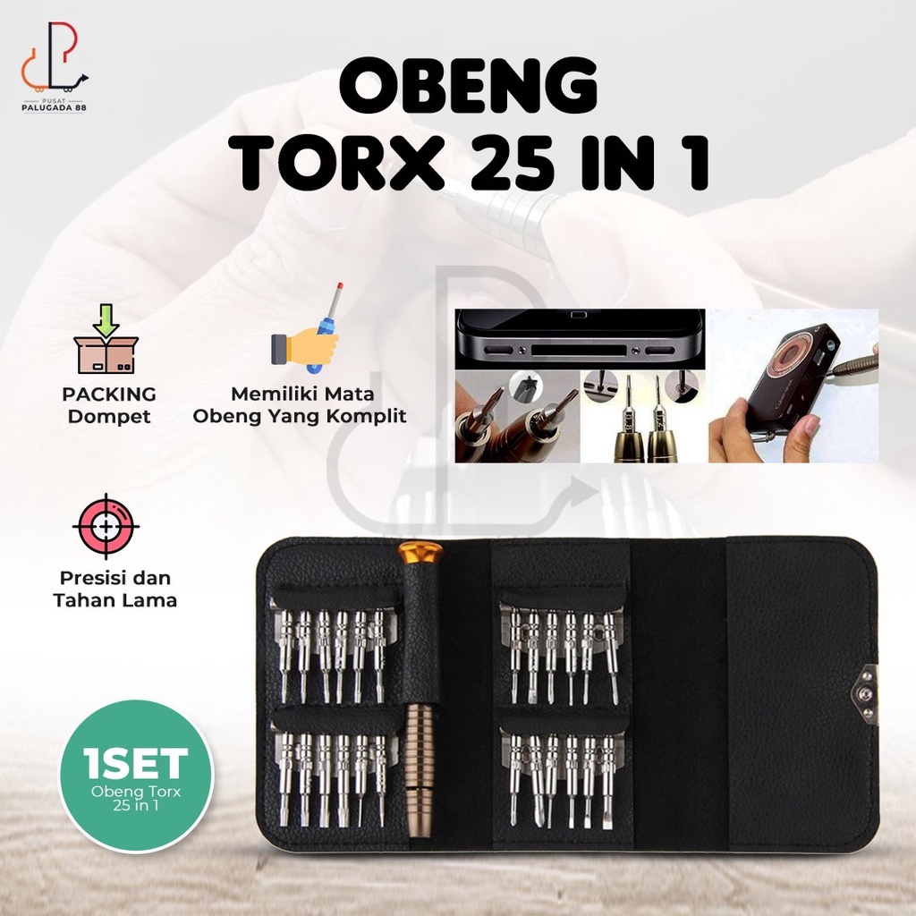 Obeng Torx 25 in 1 Set Alat Reparasi Handphone Laptop Kamera Kacamata Jam 25pcs Repair Screwdriver Precision Tool 25in1 Gadget Trox screw Model Dompet 25 Mata Lengkap Trox HP Komputer Optik