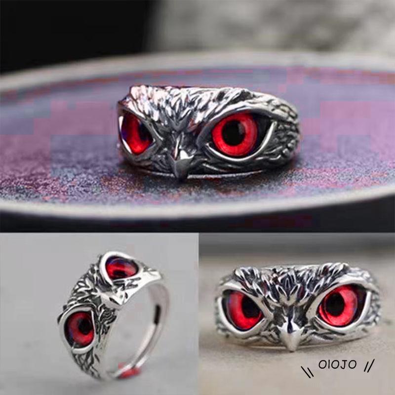 【COD】Vintage Style Burung Hantu Kristal Cincin Perak Hewan Pria Wanita Perhiasan Fashion Punk Crystal Rings