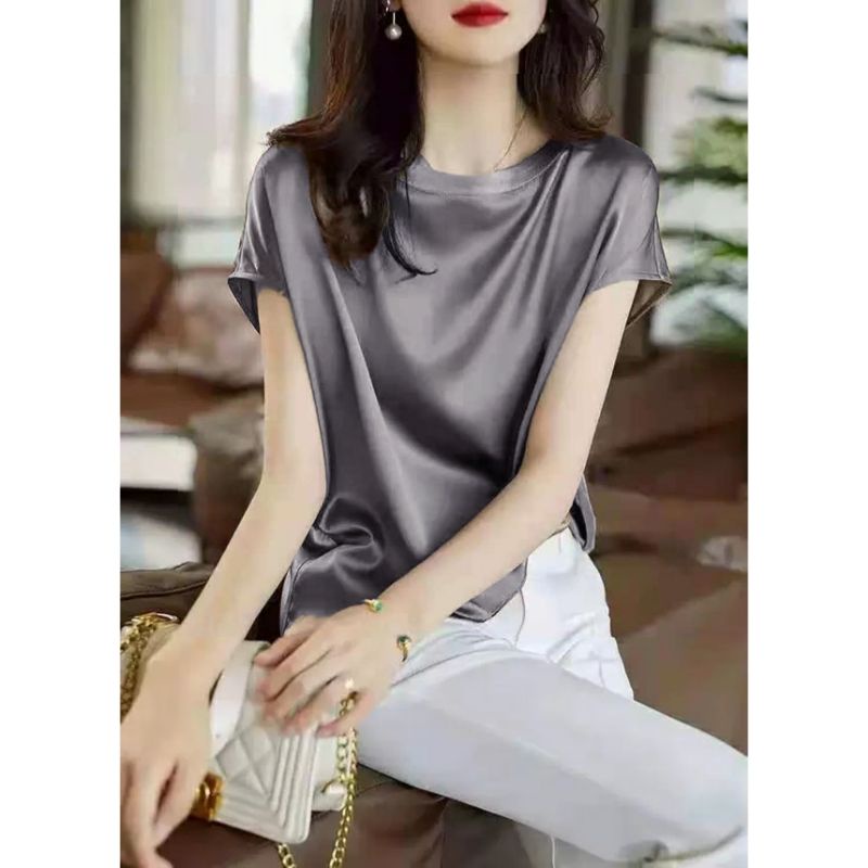 MDLV ~ 3930 Marshally Satin Batwing Top Women Batwing Top satin Premium Atasan Batwing Satin Atasan Satin Premium Atasan Satin Import Atasan Lengan Pendek Blouse Satin Blouse Premium Fashion Import