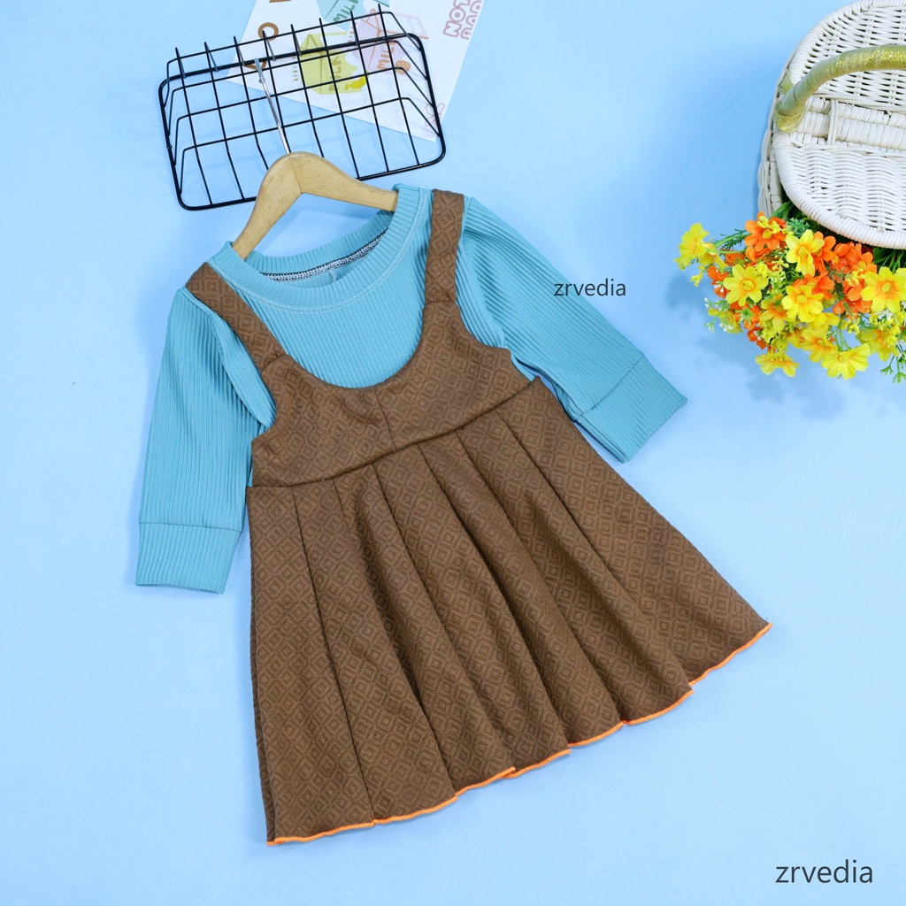 Dress Kiki uk 1-4 Tahun / Dres Anak Perempuan Baju Overall Murah Gaun Pesta Lengan Panjang Adem