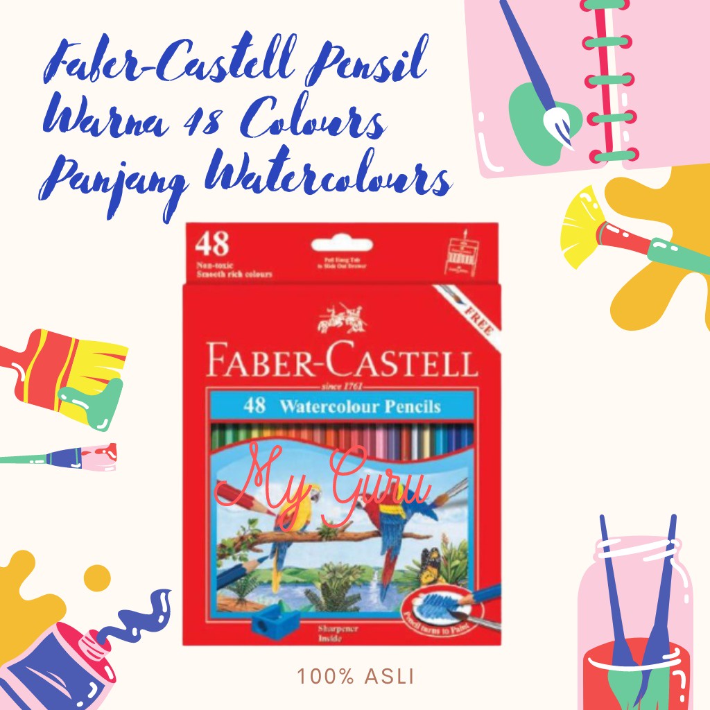 

[SET] PENSIL WARNA FABER CASTELL WATER COLOURS 48 WARNA PANJANG