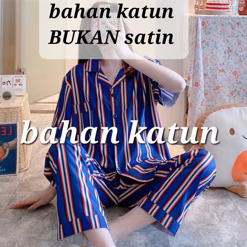 PIYAMA BAJU TIDUR SATIN PP CP IMPORT WANITA MURAH KEKINIAN-FK 87 Katun