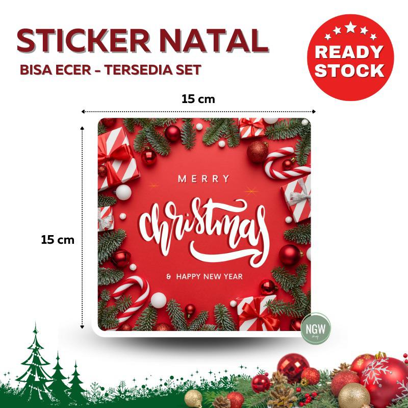 sticker christmas natal bontax 12 x 12 cm satuan hampers box kode S048