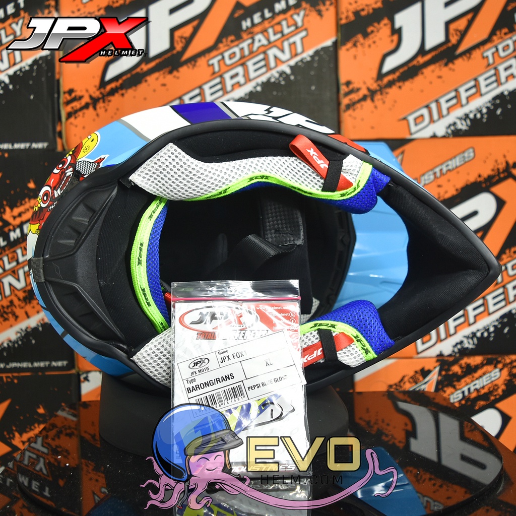 HELM JPX CROSS_BARONG SPECIAL EDITION PEPSI BLUE GLOSS ORIGINAL HELM JPX CROSS BARONG RANS SPECIAL EDITION JPX HELM TRAIL KLX JPX HELM JPX TERBARU