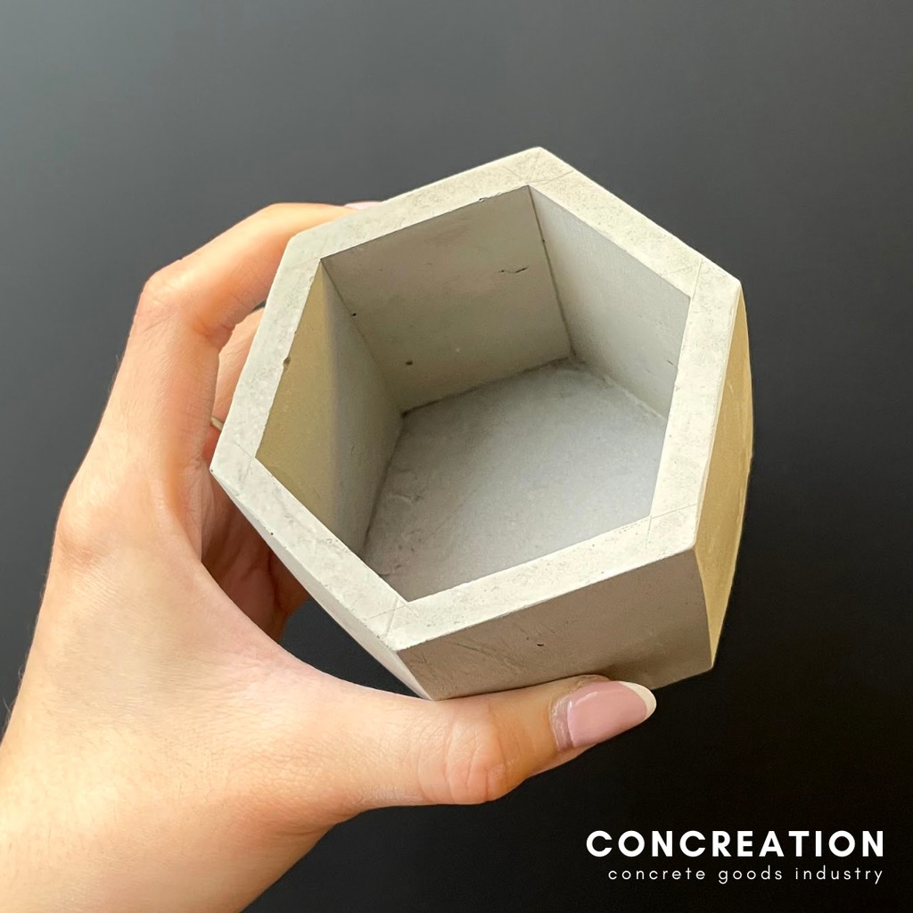 [TERMURAH] Pot Medium Hexagon cocok untuk florist pot semen medium kaktus candlemaker