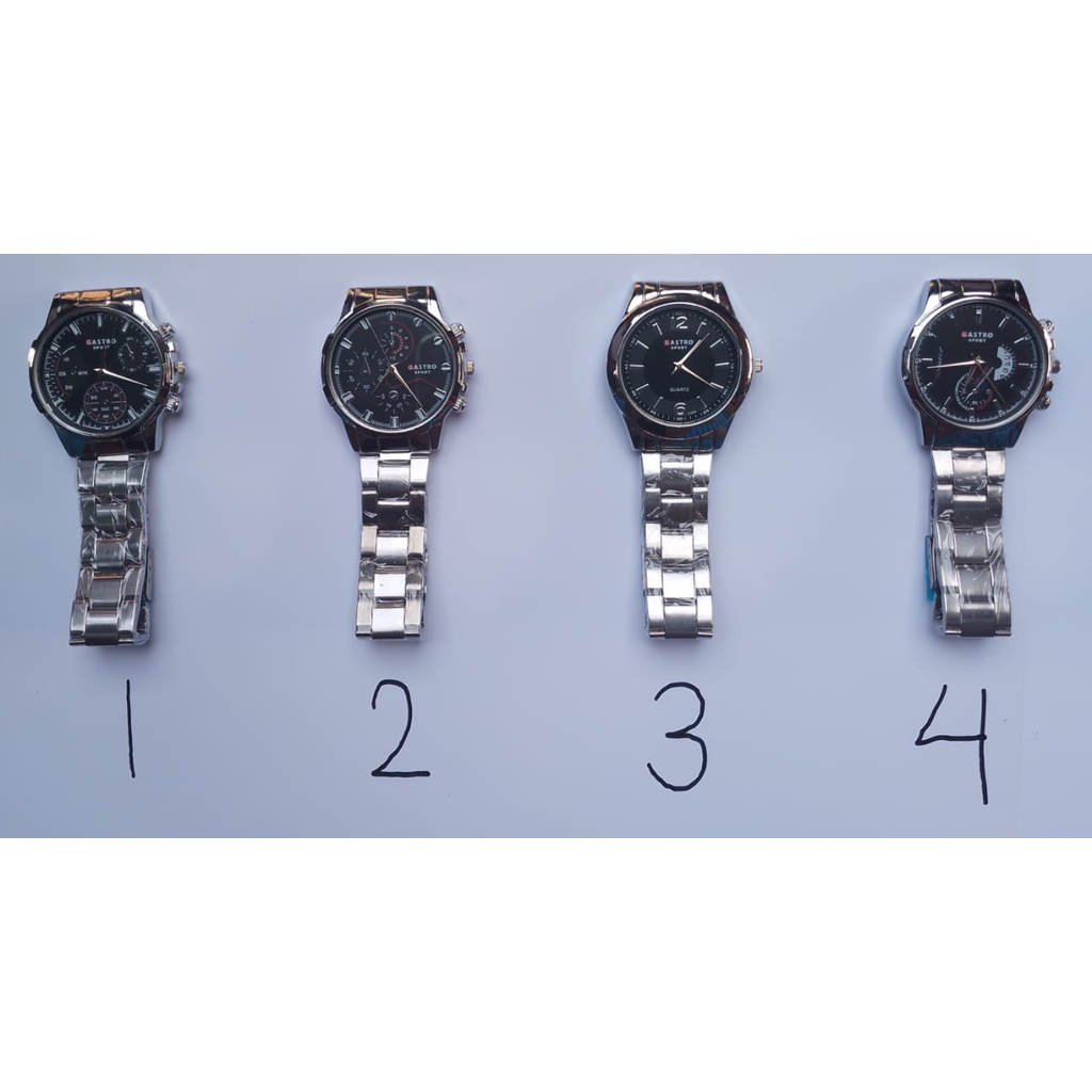 Jam Tangan Watch Pria Gastro Sport Tali Rantai Stainless Silver Casual