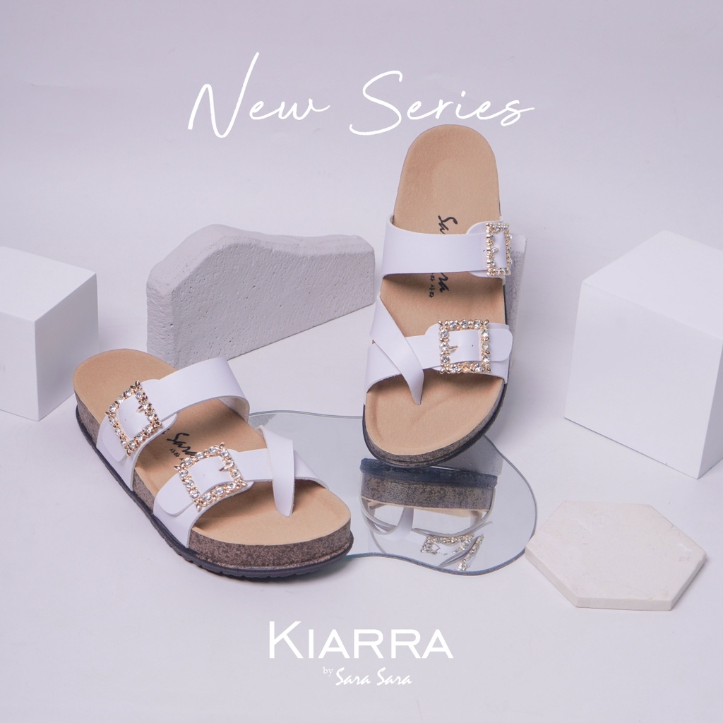 Sara Sara Kiarra Sandal Selop Wanita Gesper Kristal Sendal Slop Cewek Casual Ban Dua Size 36-41